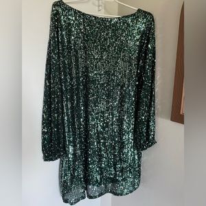 Green sequin mini dress